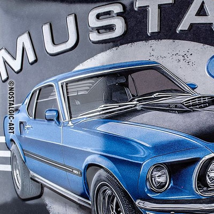 Blechschild Ford Mustang blau 2